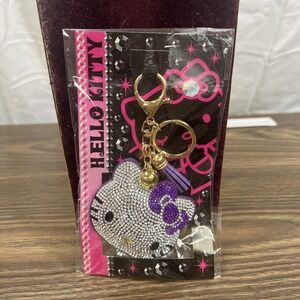 HELLO KITTY Hello Kitty Glitter Leather Keychain New